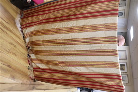 A Victorian woven silk shawl, four others and a Norwich shawl